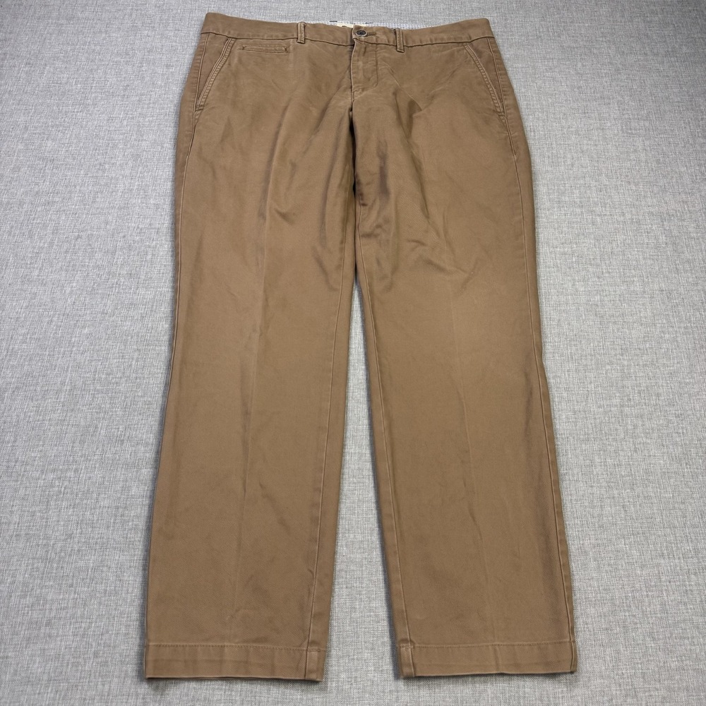 Perk Slim Fit Stretch Pants Mens 33x30 Brown Cotton Blend Pockets Flat Front